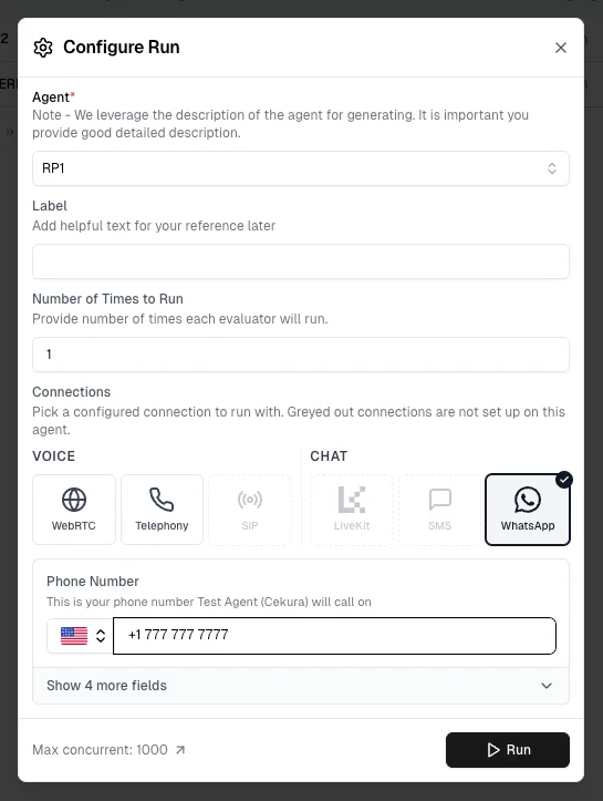 Configure Run with WhatsApp