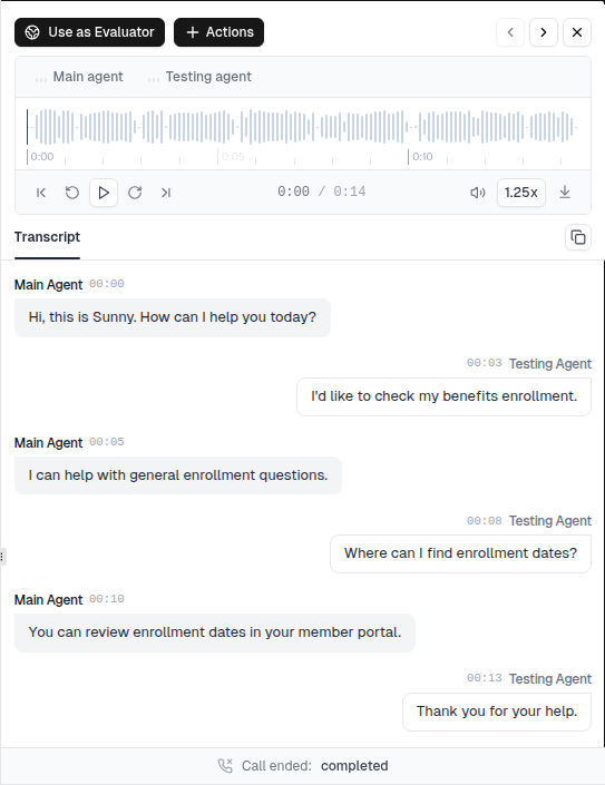 Imported Agentforce Voice call with transcript and recording