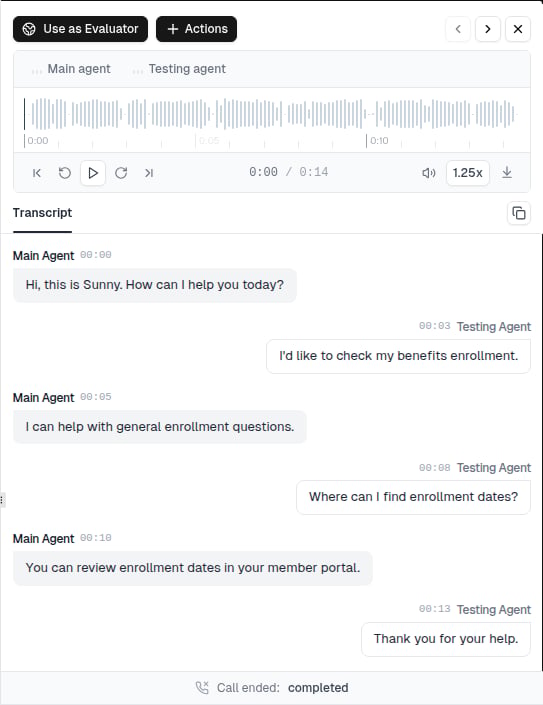 Imported Agentforce Voice call with transcript and recording