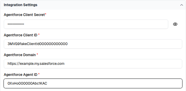 Agentforce integration settings in Cekura