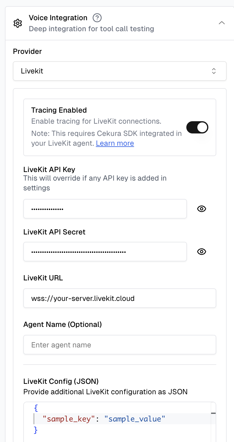 LiveKit Tracing Configuration
