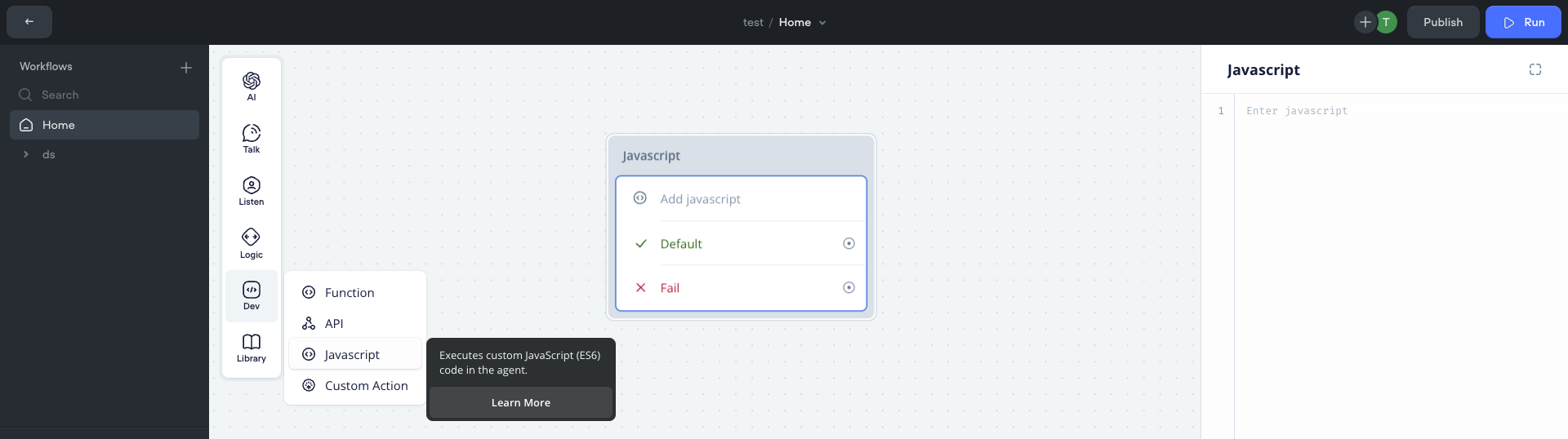 Changes to Javascript step behavior