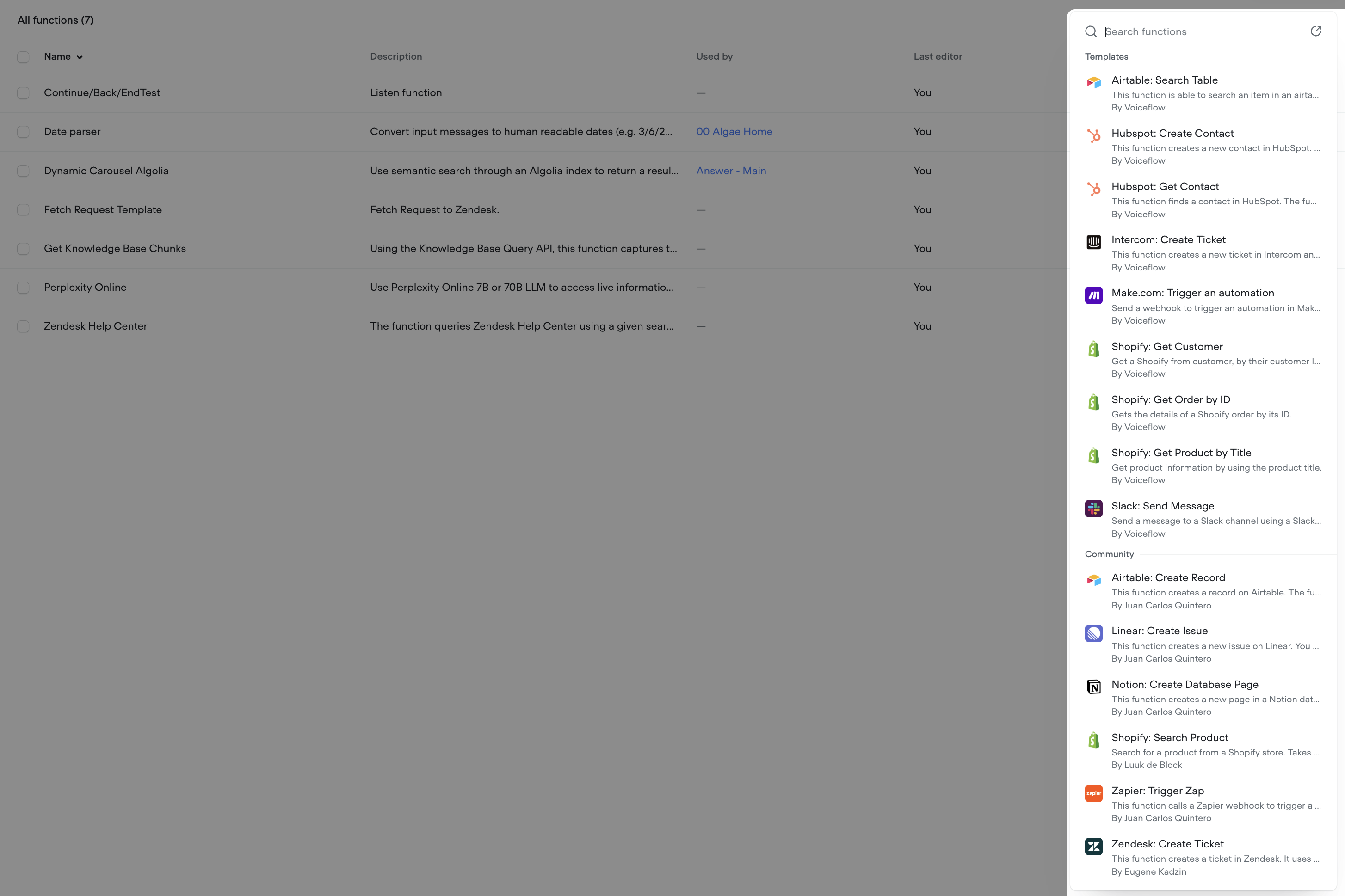 Function libraries, starter templates and ElevenLabs support