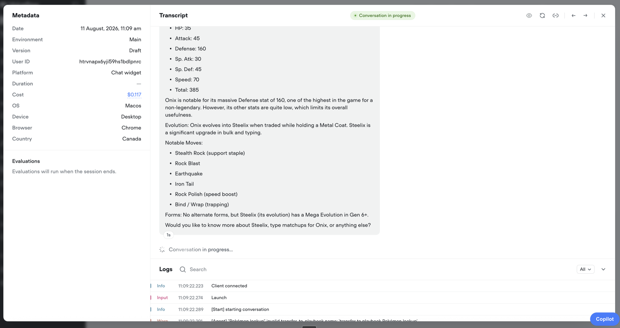 Live transcripts