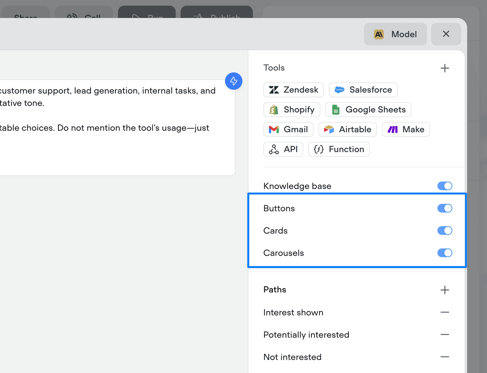 Agents can now automatically use buttons, cards, and carousels to enrich conversations