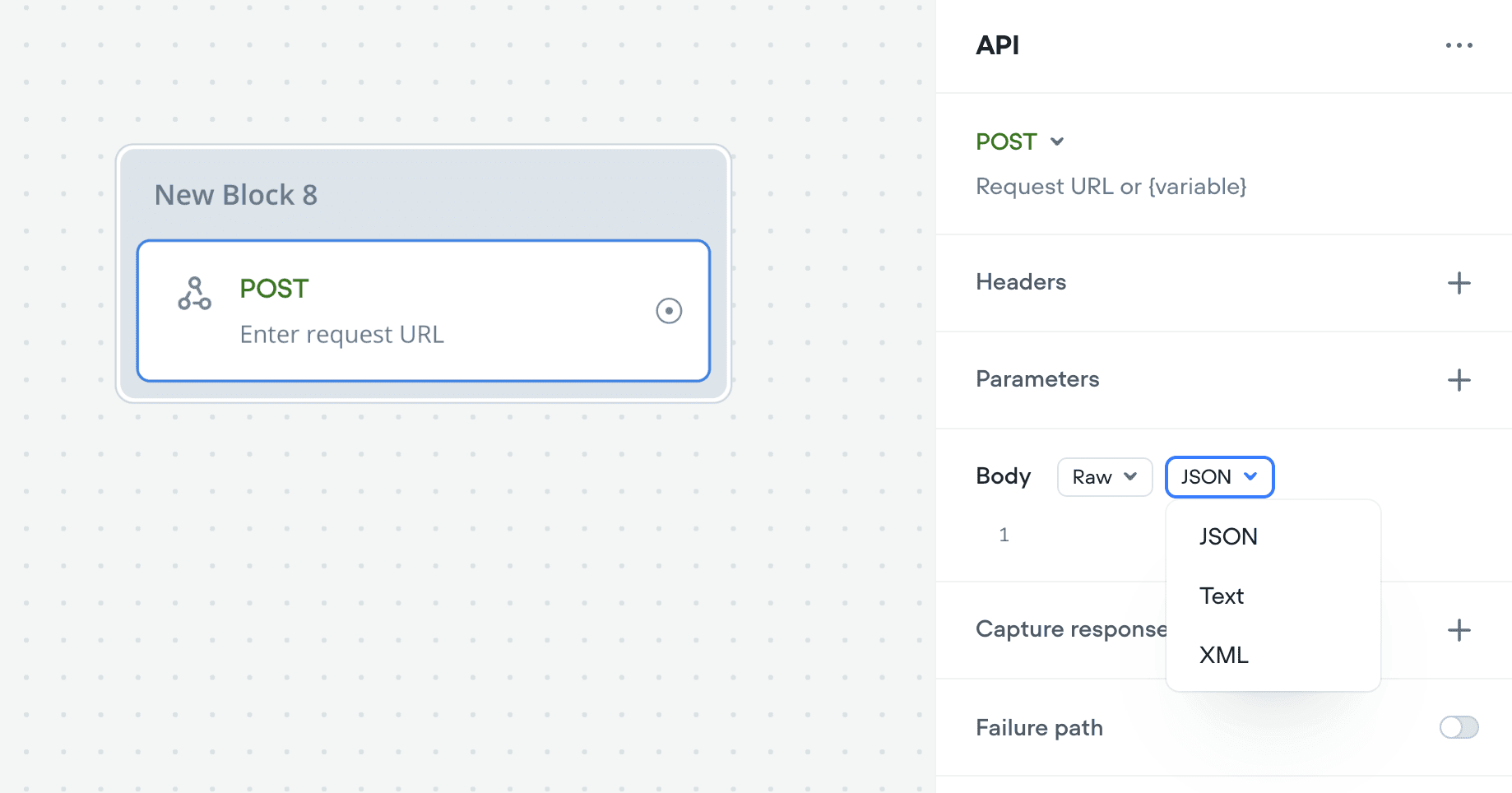 API Raw Content-Type select