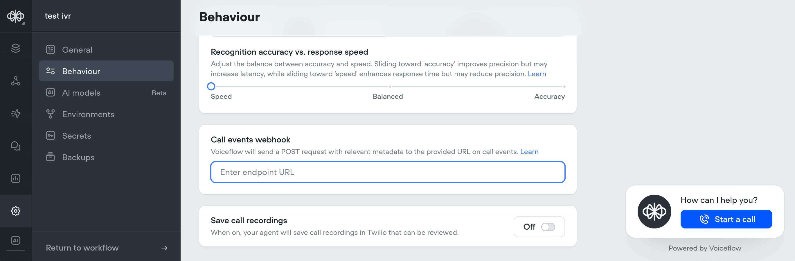 Call Events Webhook
