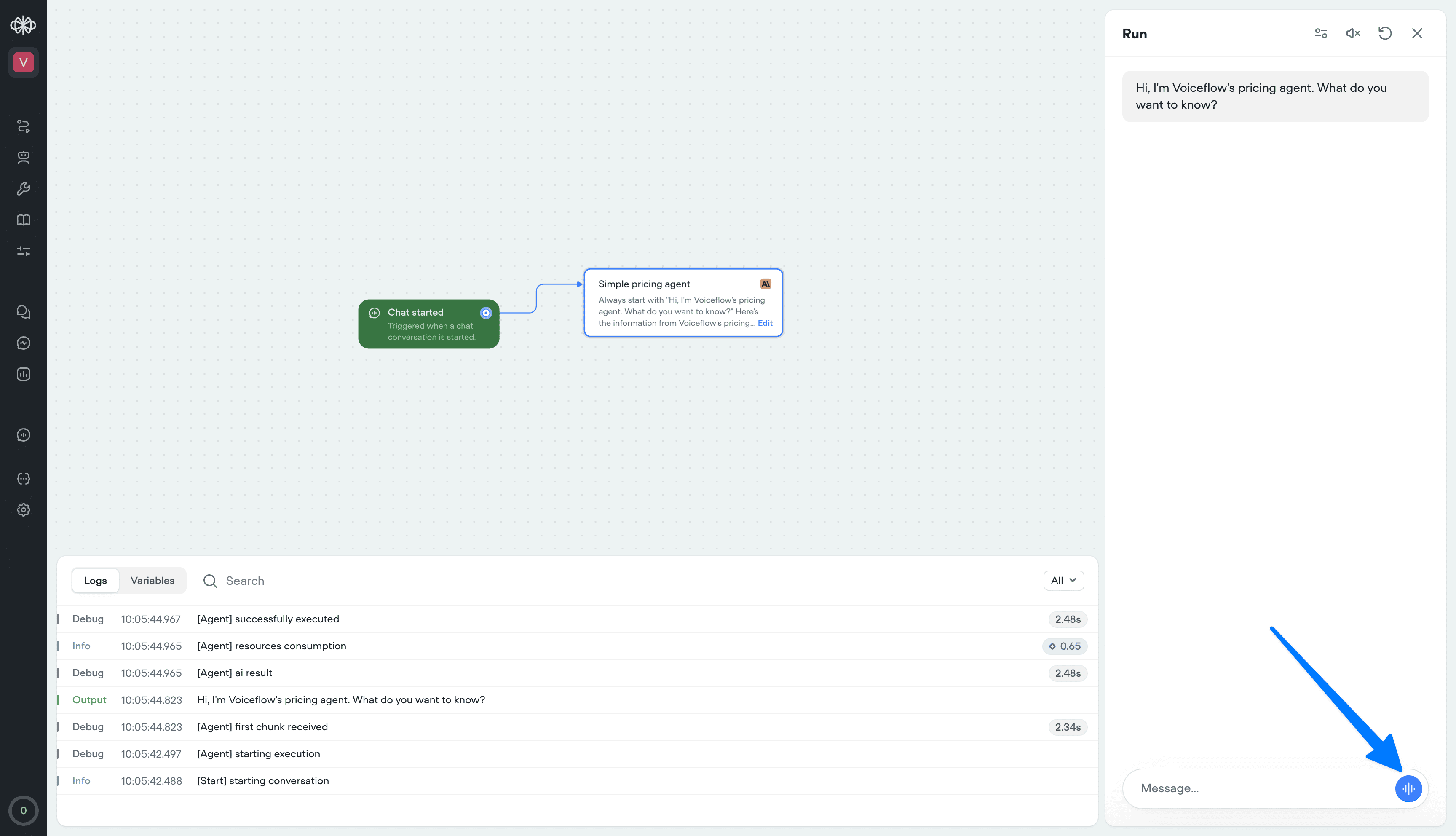 Voice mode in web widget