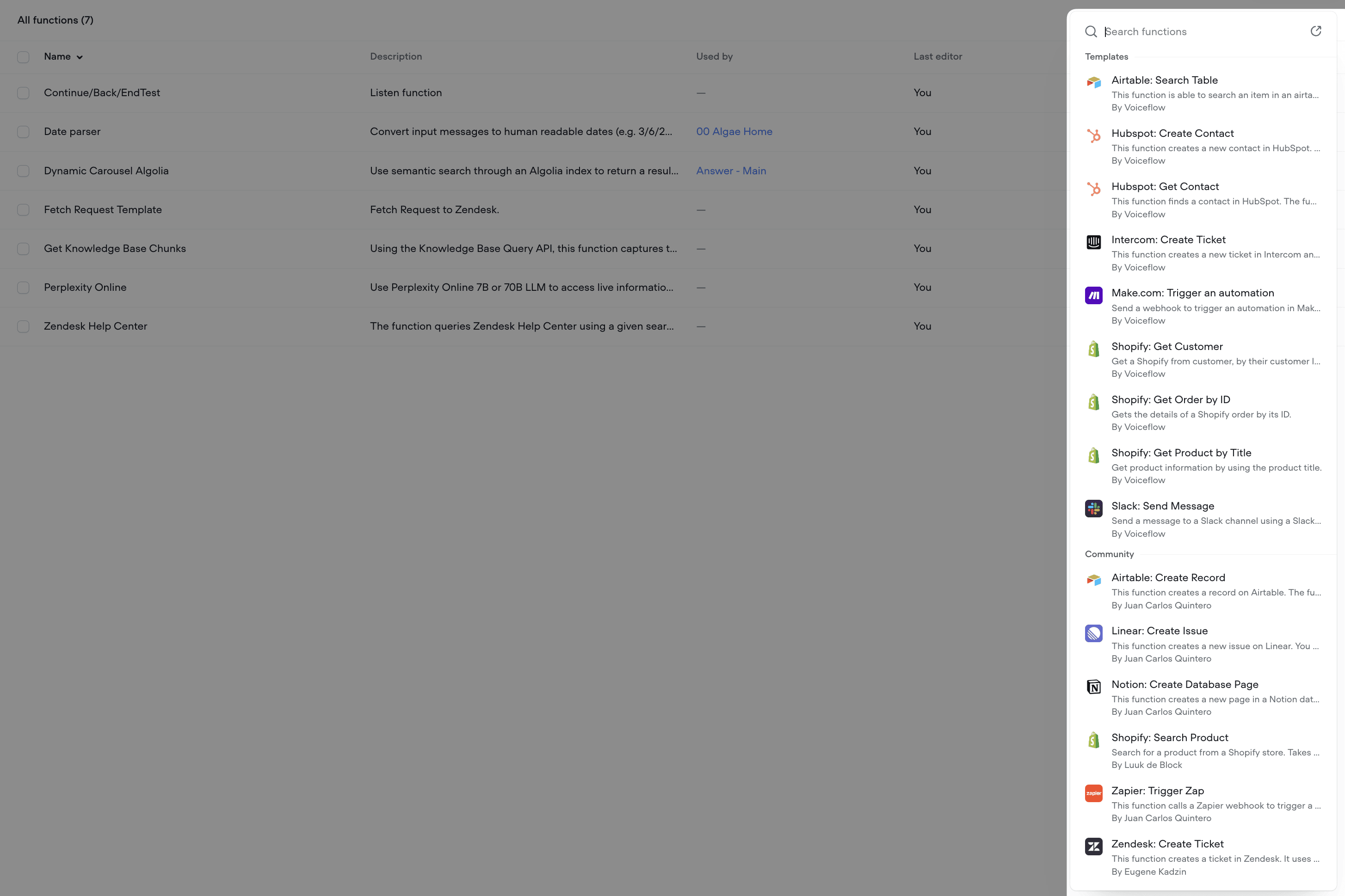 Function libraries, starter templates and ElevenLabs support