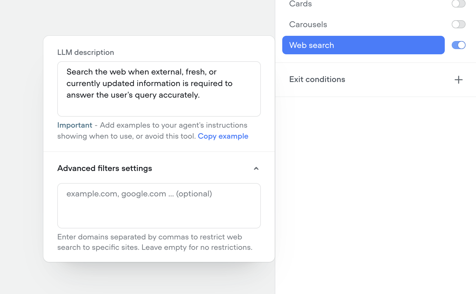 Native web search tool