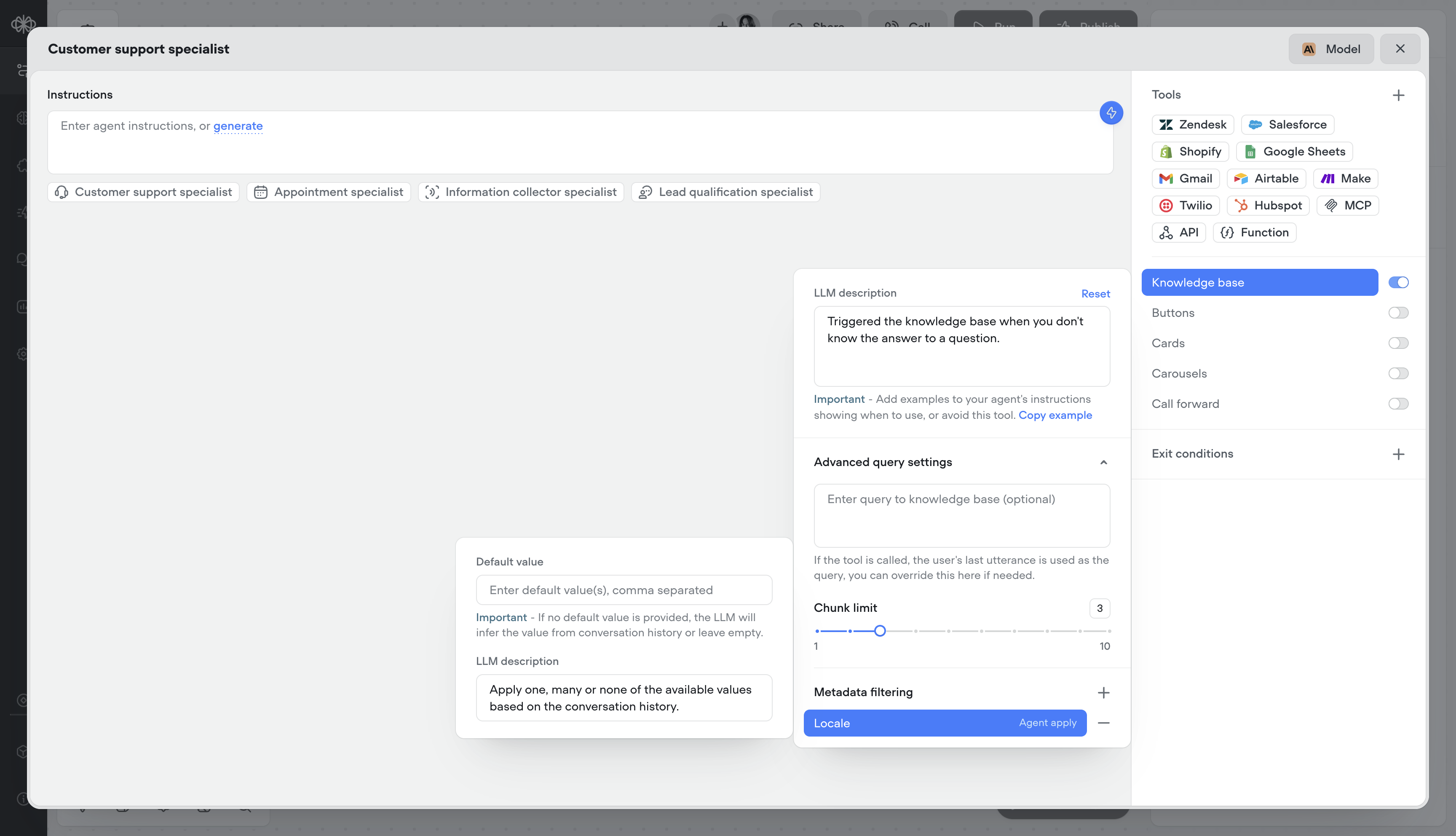 Knowledge base metadata