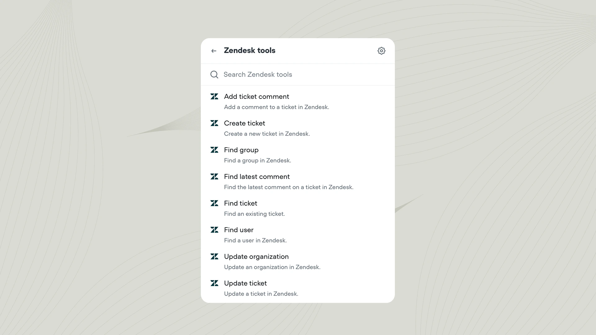 Zendesk tool cover