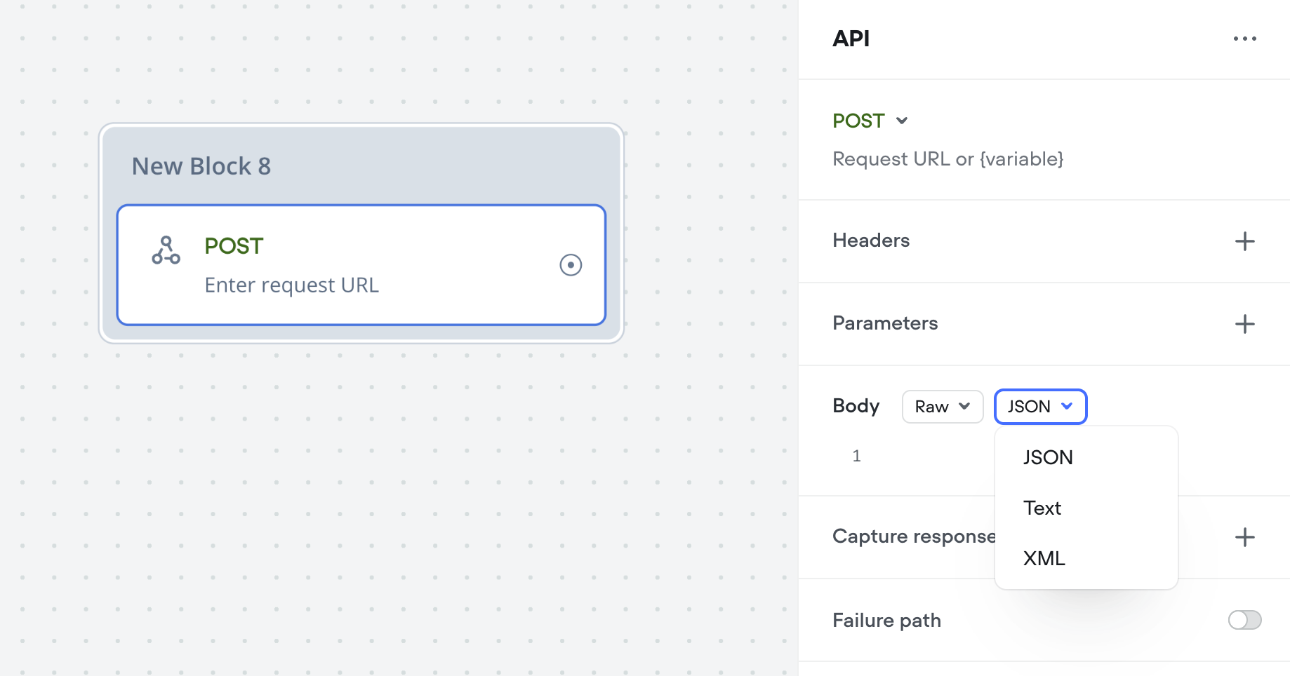 API Raw Content-Type select