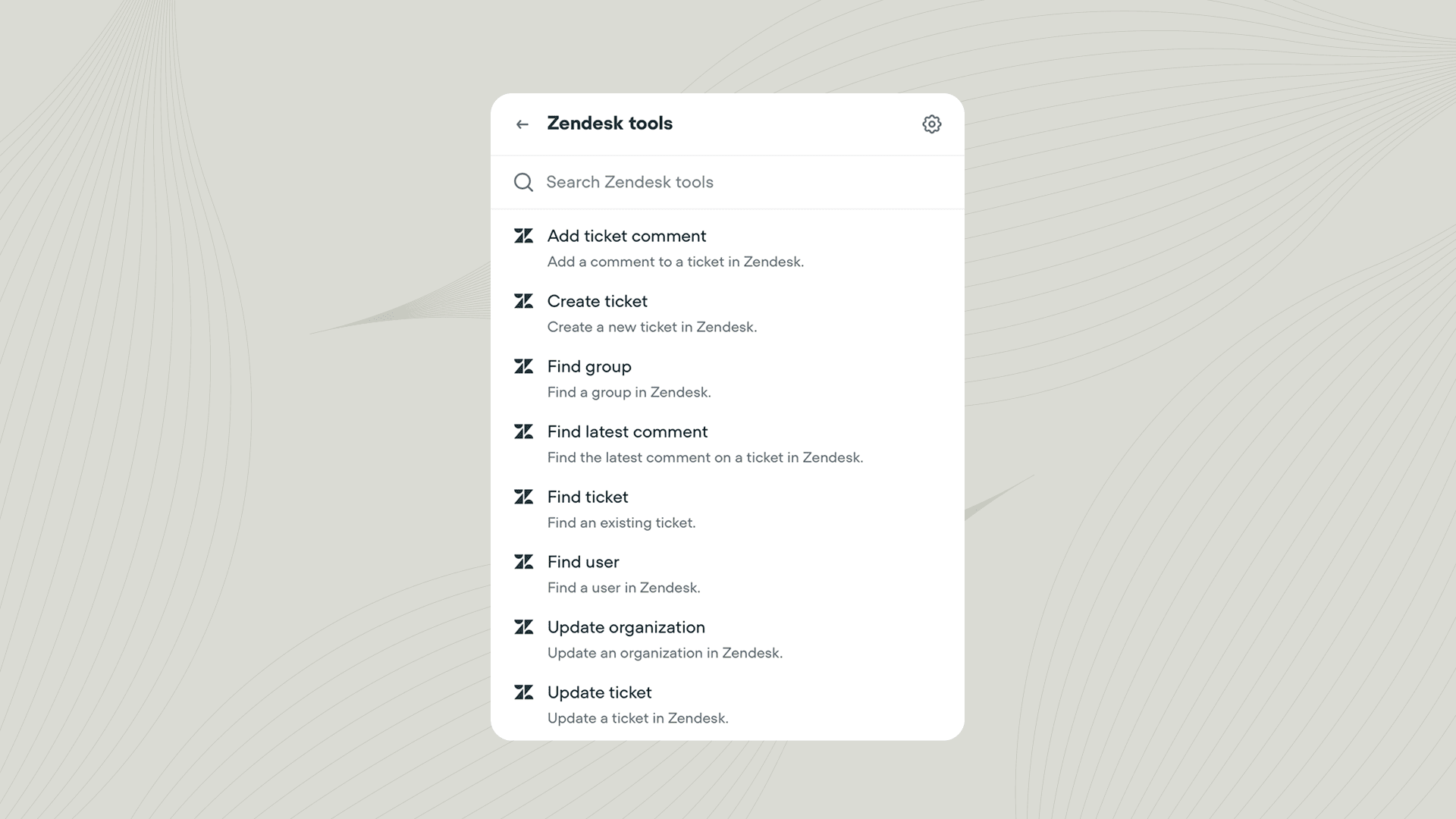Zendesk tool cover