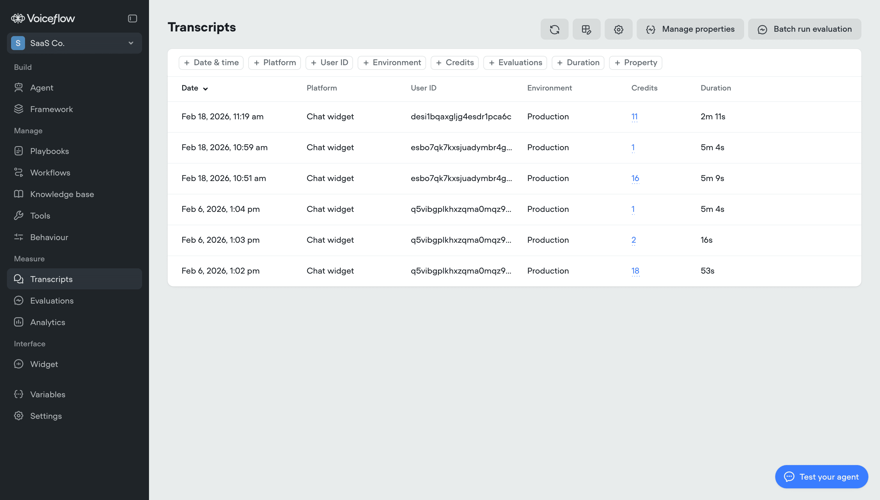 Transcripts View