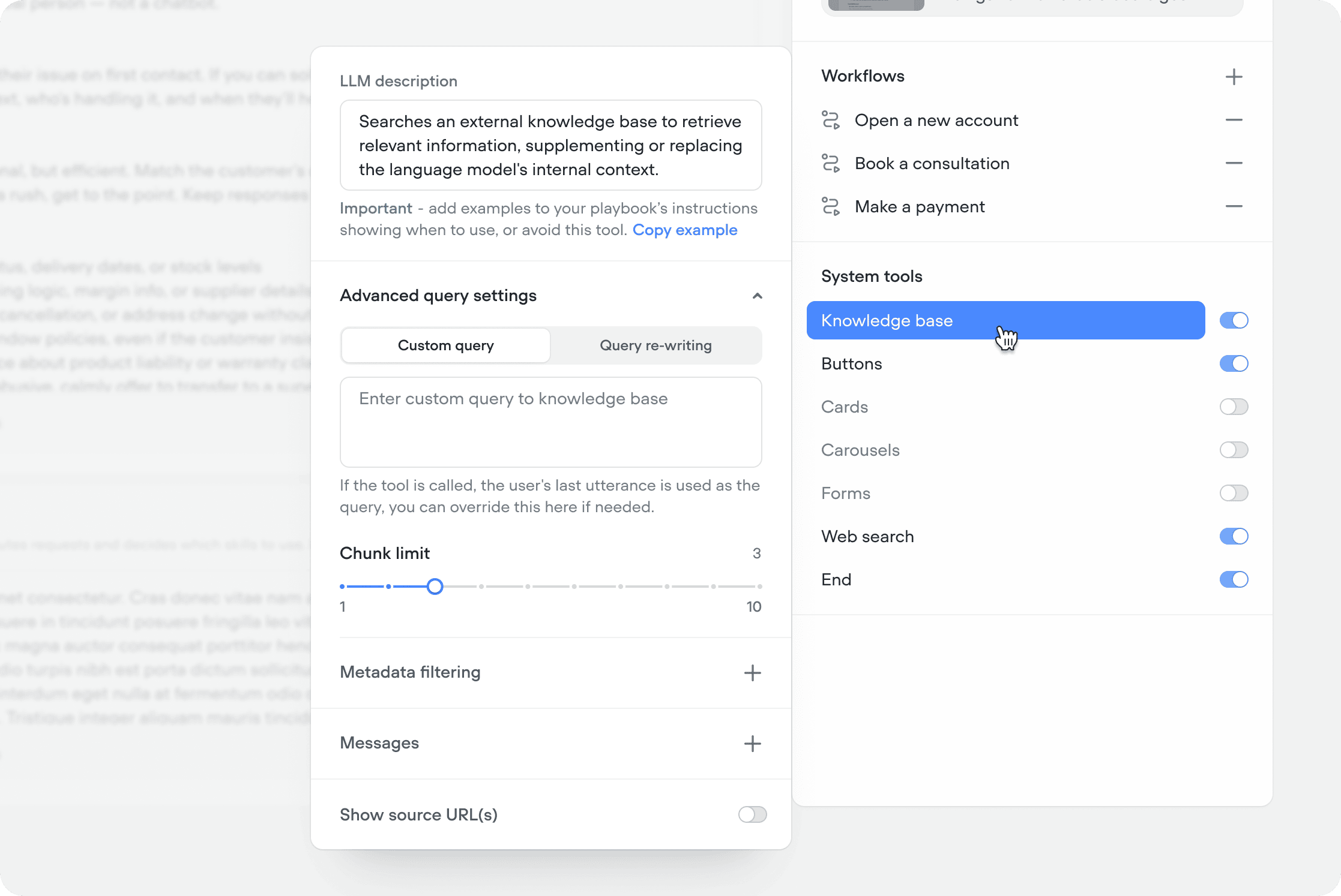 Knowledge Base Tool Config Docs