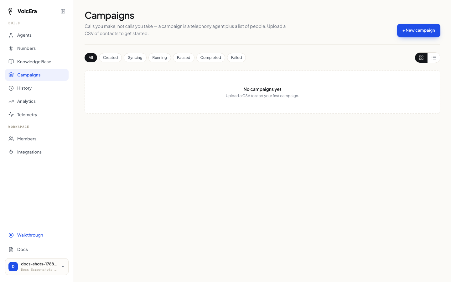 Campaigns page
