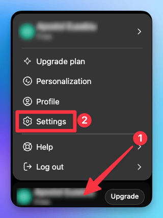 Open Settings in ChatGPT