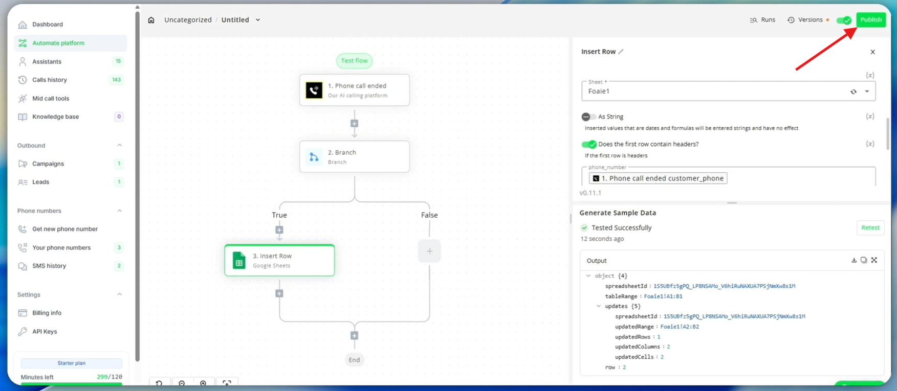Publishing the automation