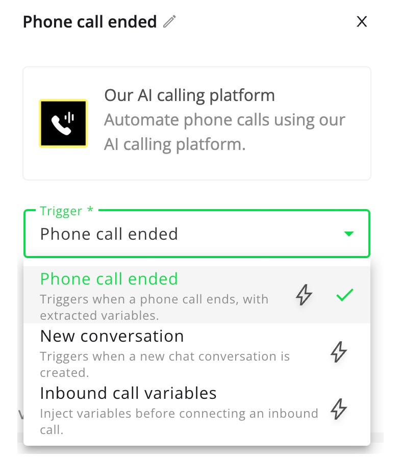 Voiz Call Ended Trigger
