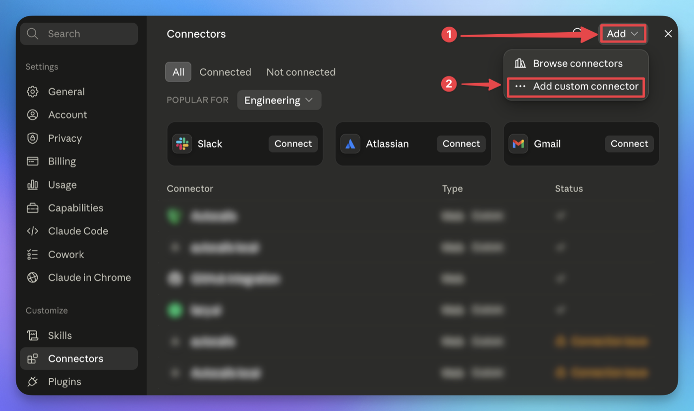 Add a custom connector in Claude