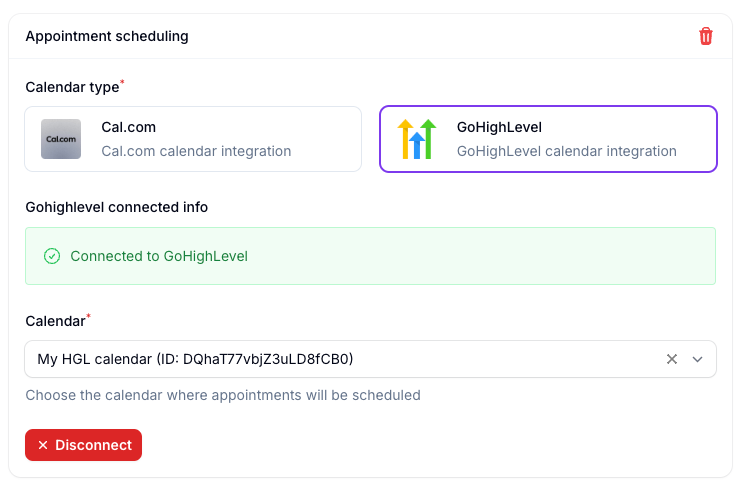 Go High Level calendar integration Go High Level calendar integration interface