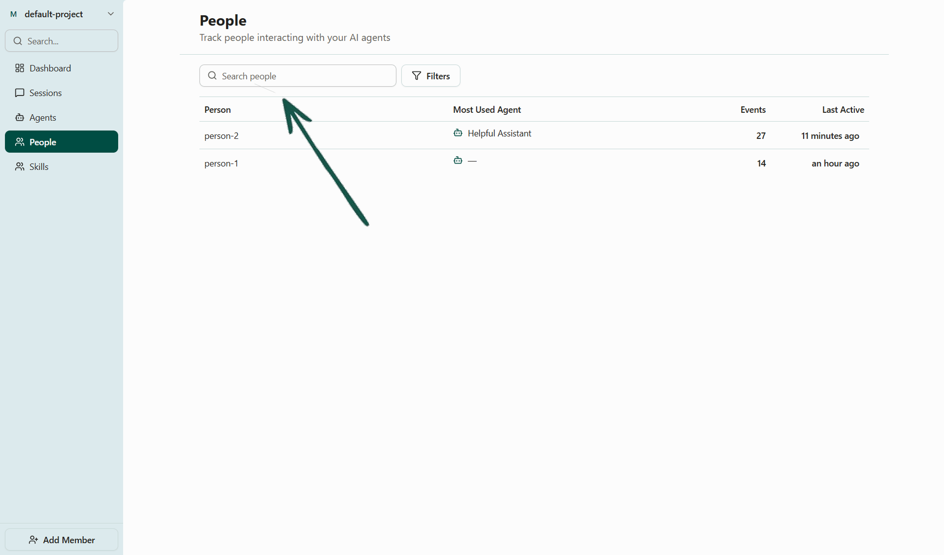 Screenshot of the People tab on the Voker platform