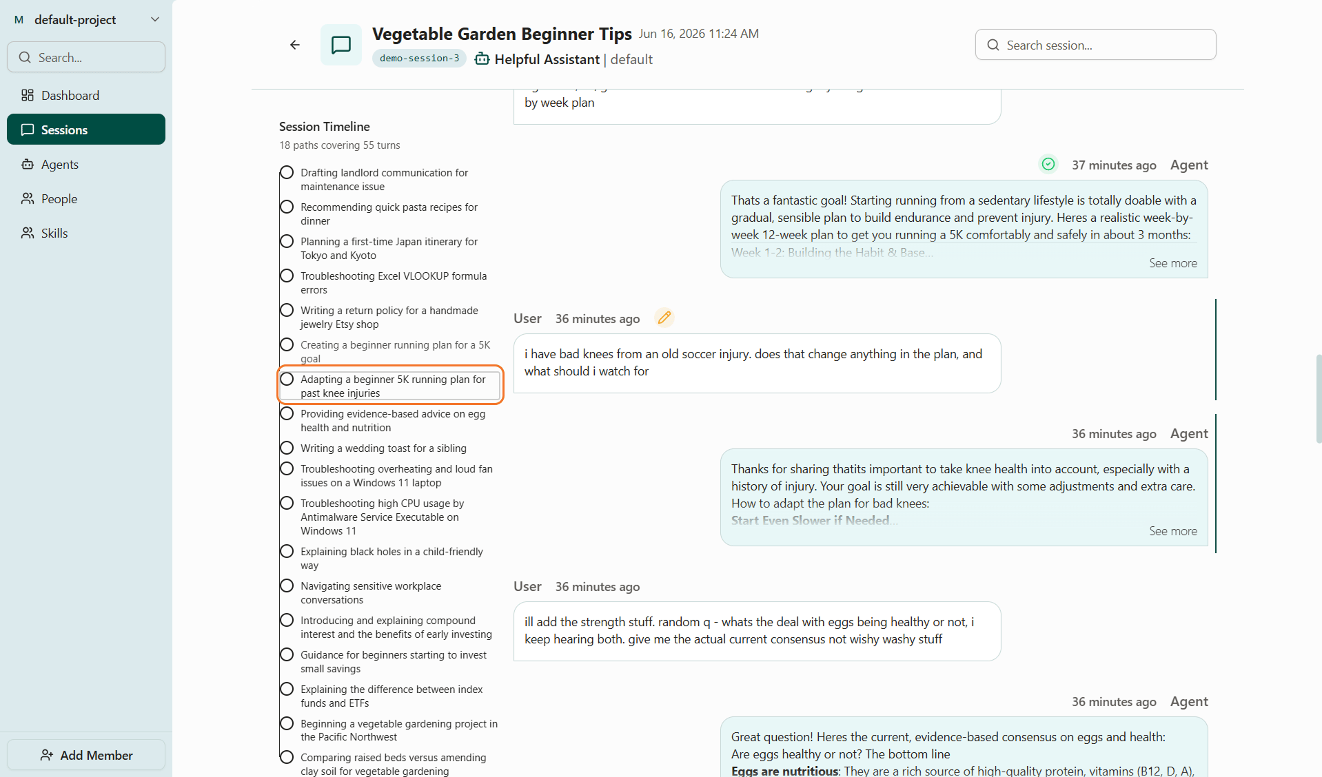 Screenshot of clicking a session path in the Session Timeline on the Voker platform
