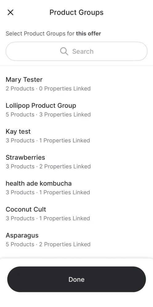 Select Product Groups for this offer