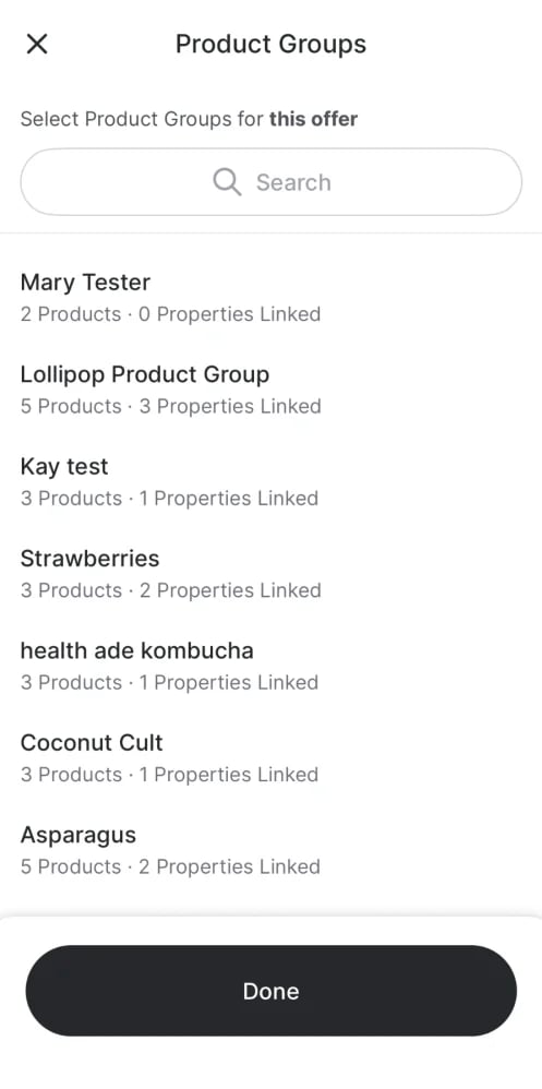 Select Product Groups for this offer