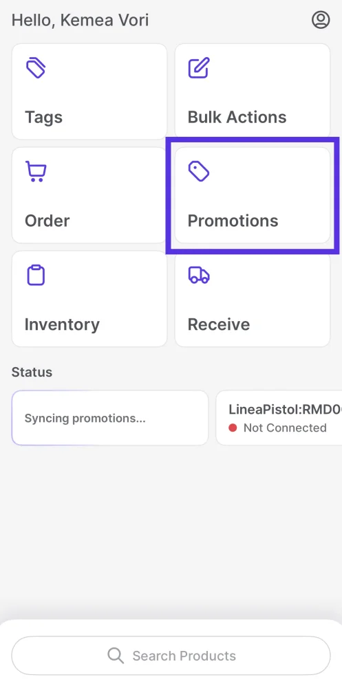 VoriOS home screen with the Promotions module