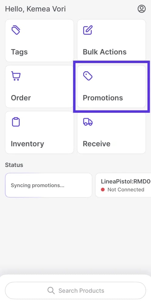 VoriOS home screen with the Promotions module