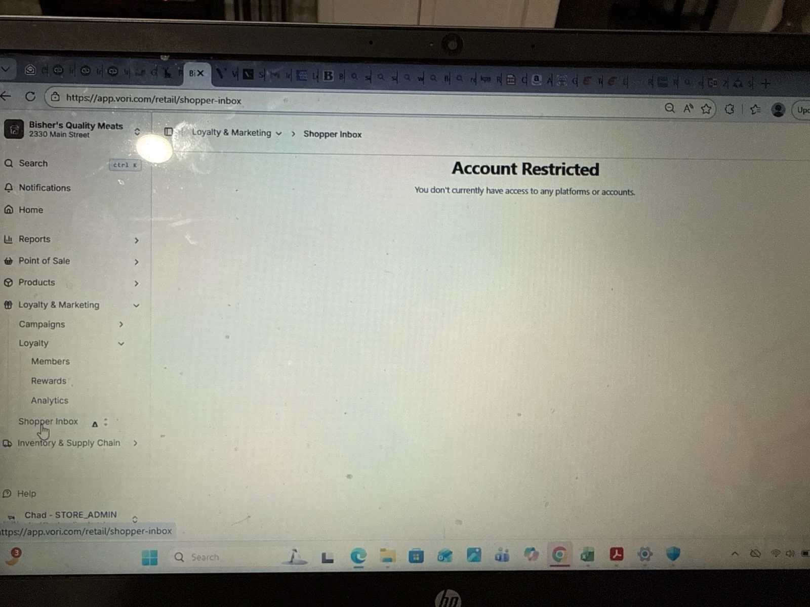 Account Restricted error message in the Shopper Inbox