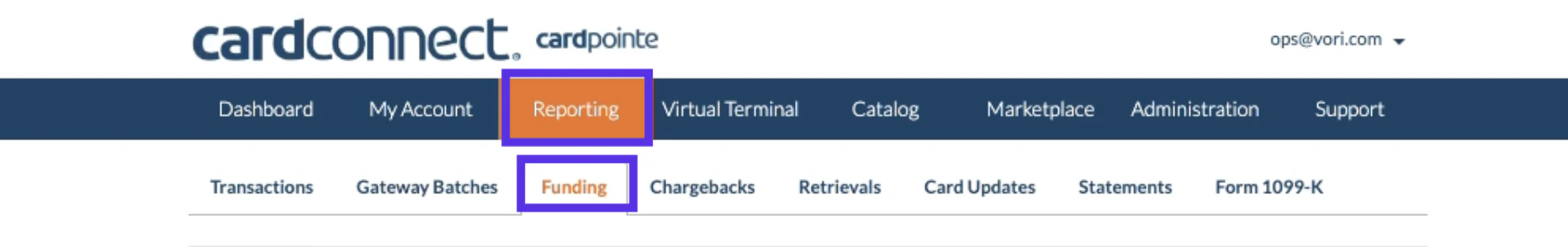 Card Connect - Reporting - Funding
