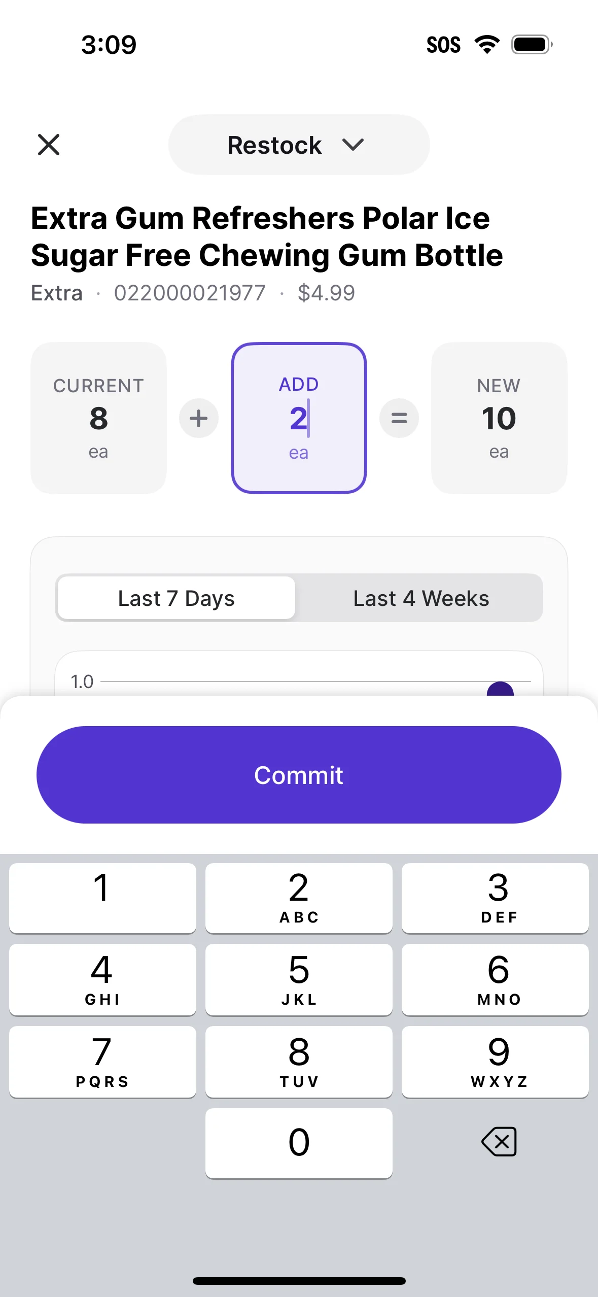 Restock add and commit
