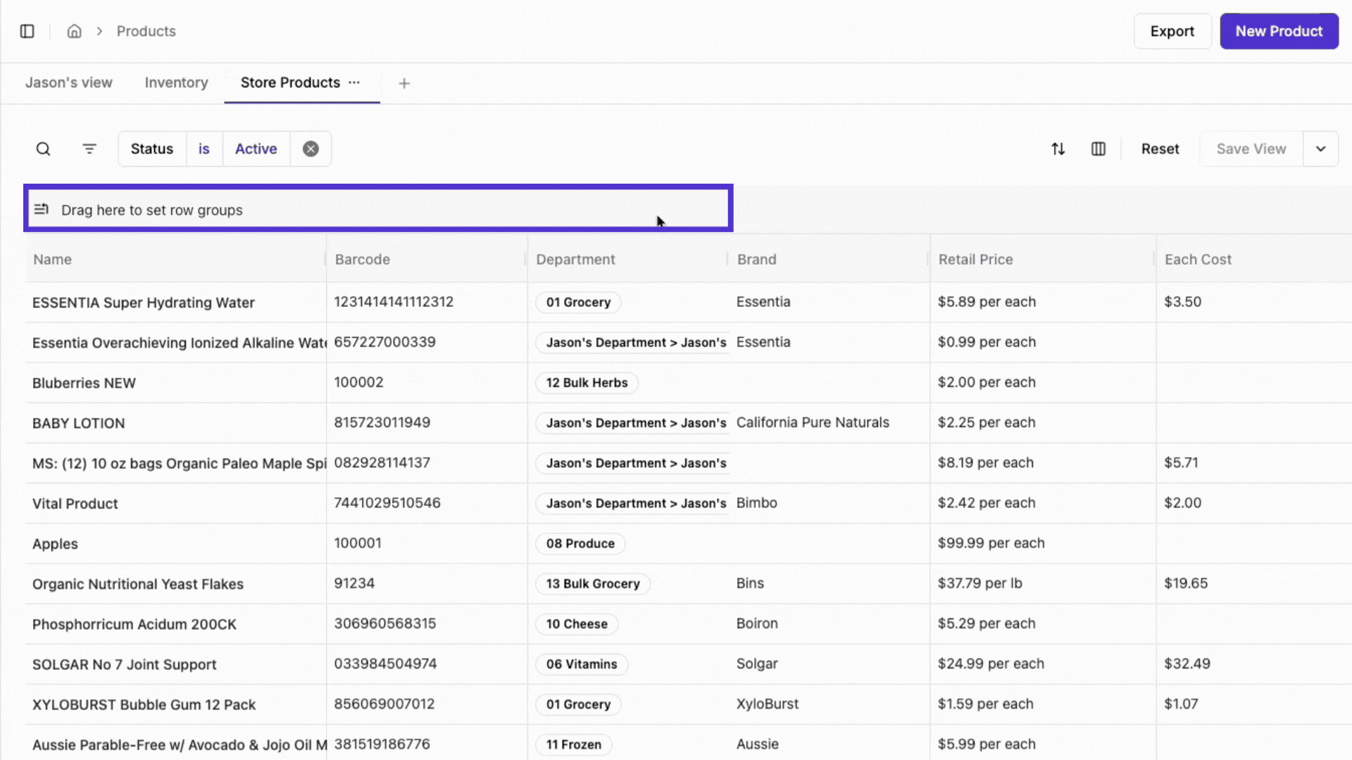 Group columns - New Product Catalog