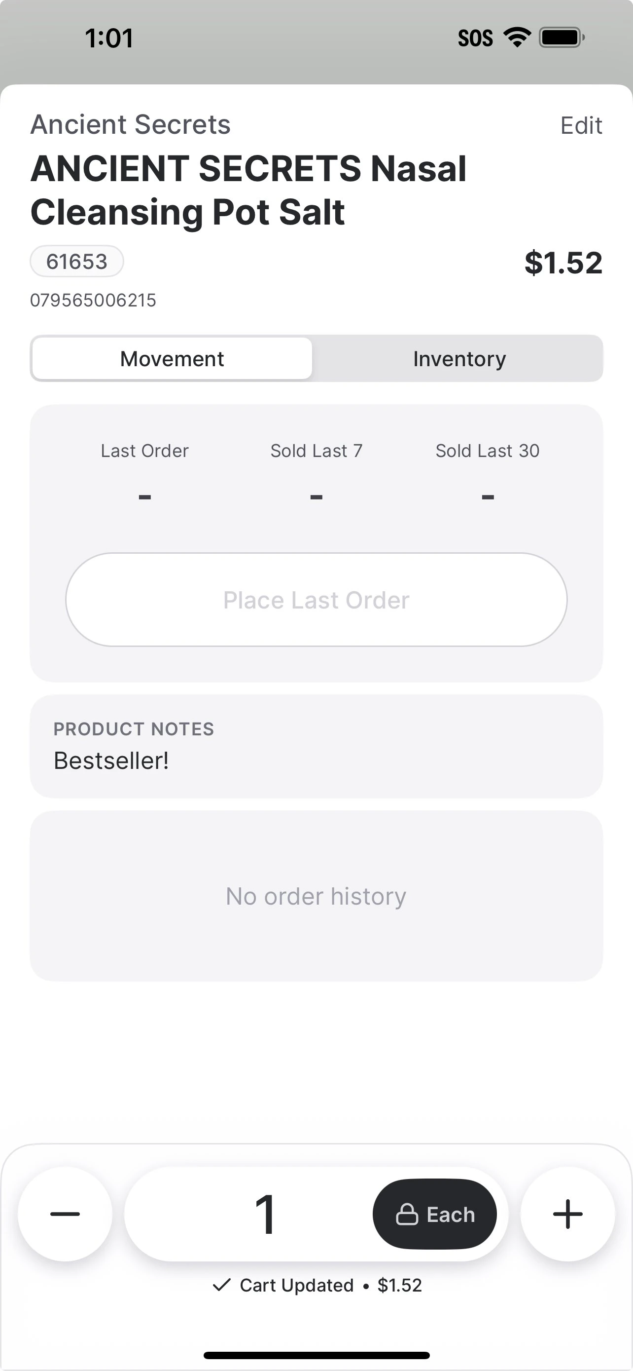 Product Notes in Product Ordering Details Page