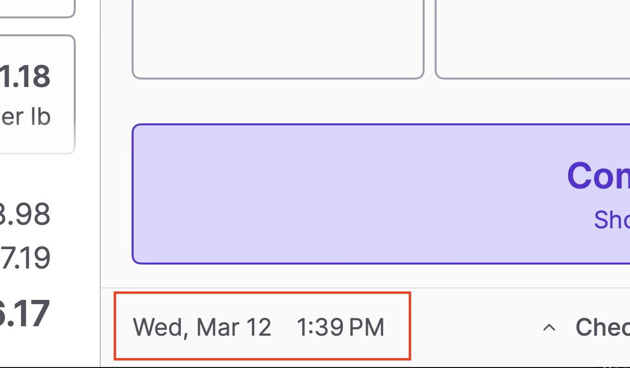 POS screen with the date and time in the bottom-right corner