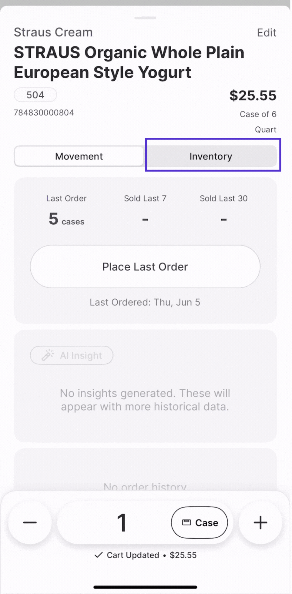 Update Inventory in Ordering