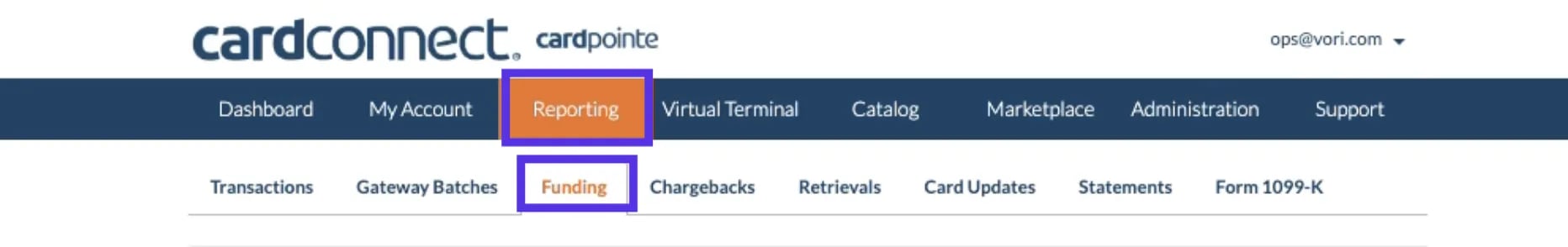 Card Connect - Reporting - Funding