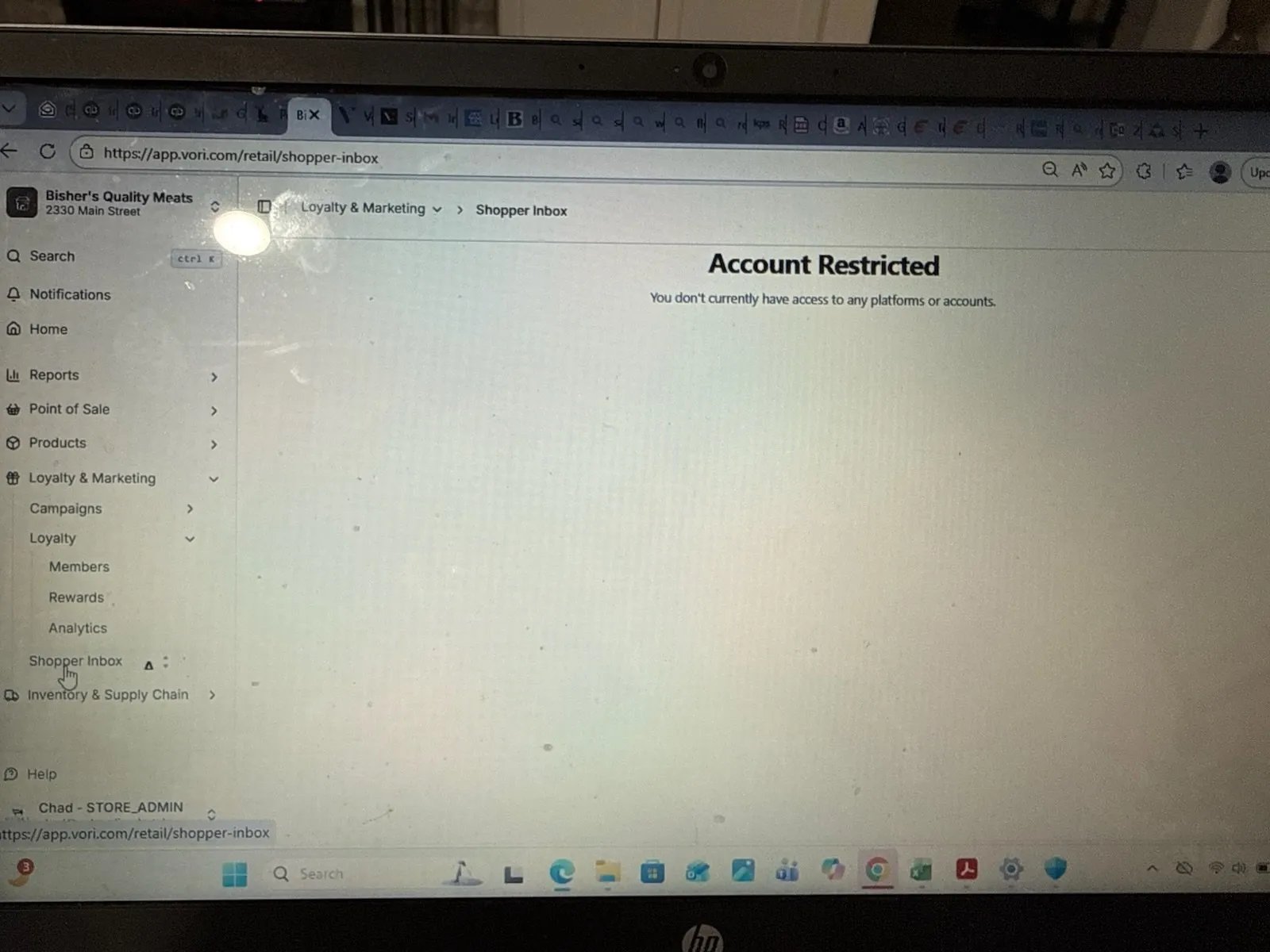 Account Restricted error message in the Shopper Inbox