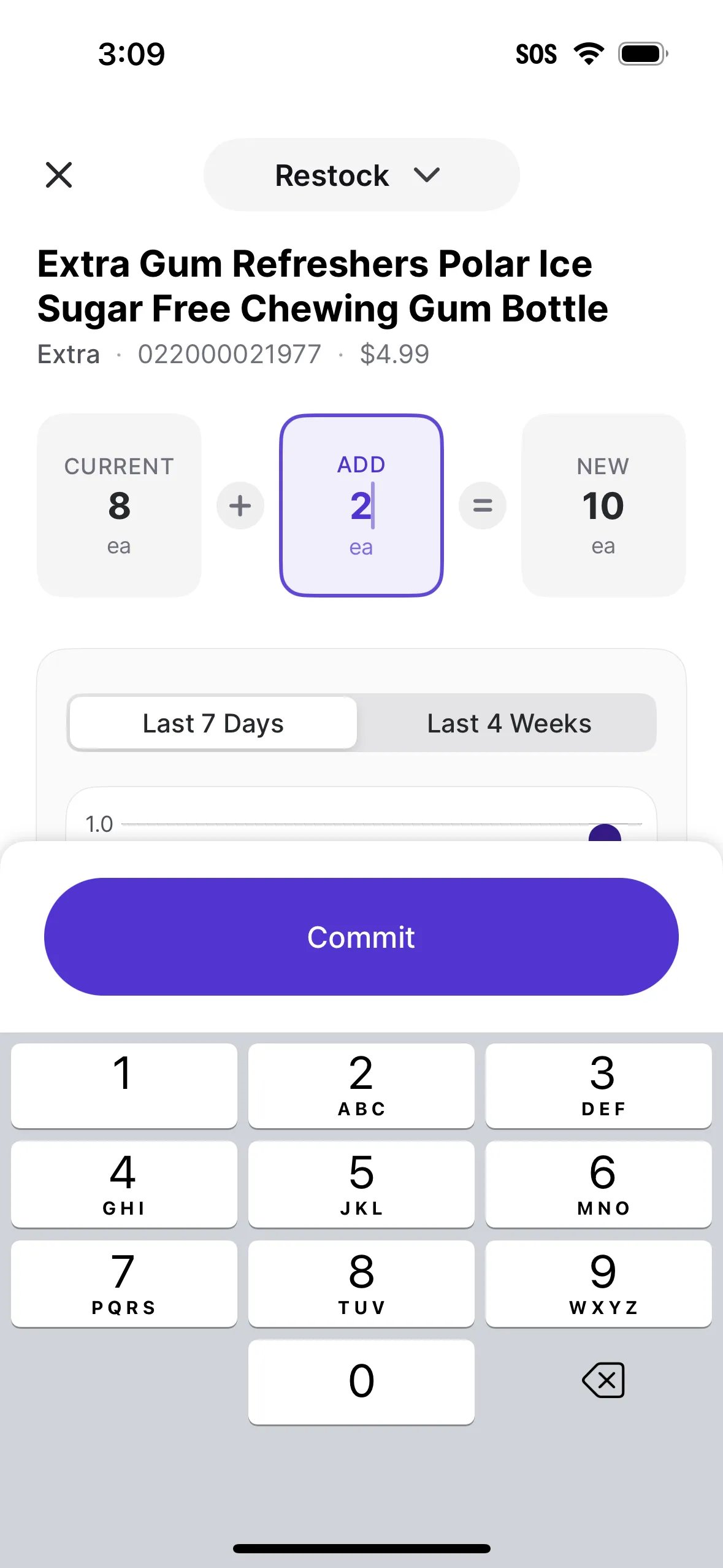 Restock add and commit