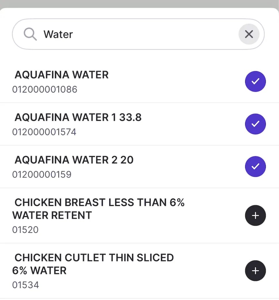 Searching for a product and adding it to a Bulk Actions list on VoriOS