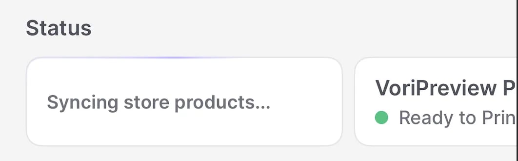 Sync status card on the VoriOS home screen