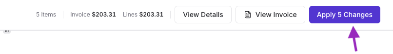 Apply Changes button at the top right of the invoice screen