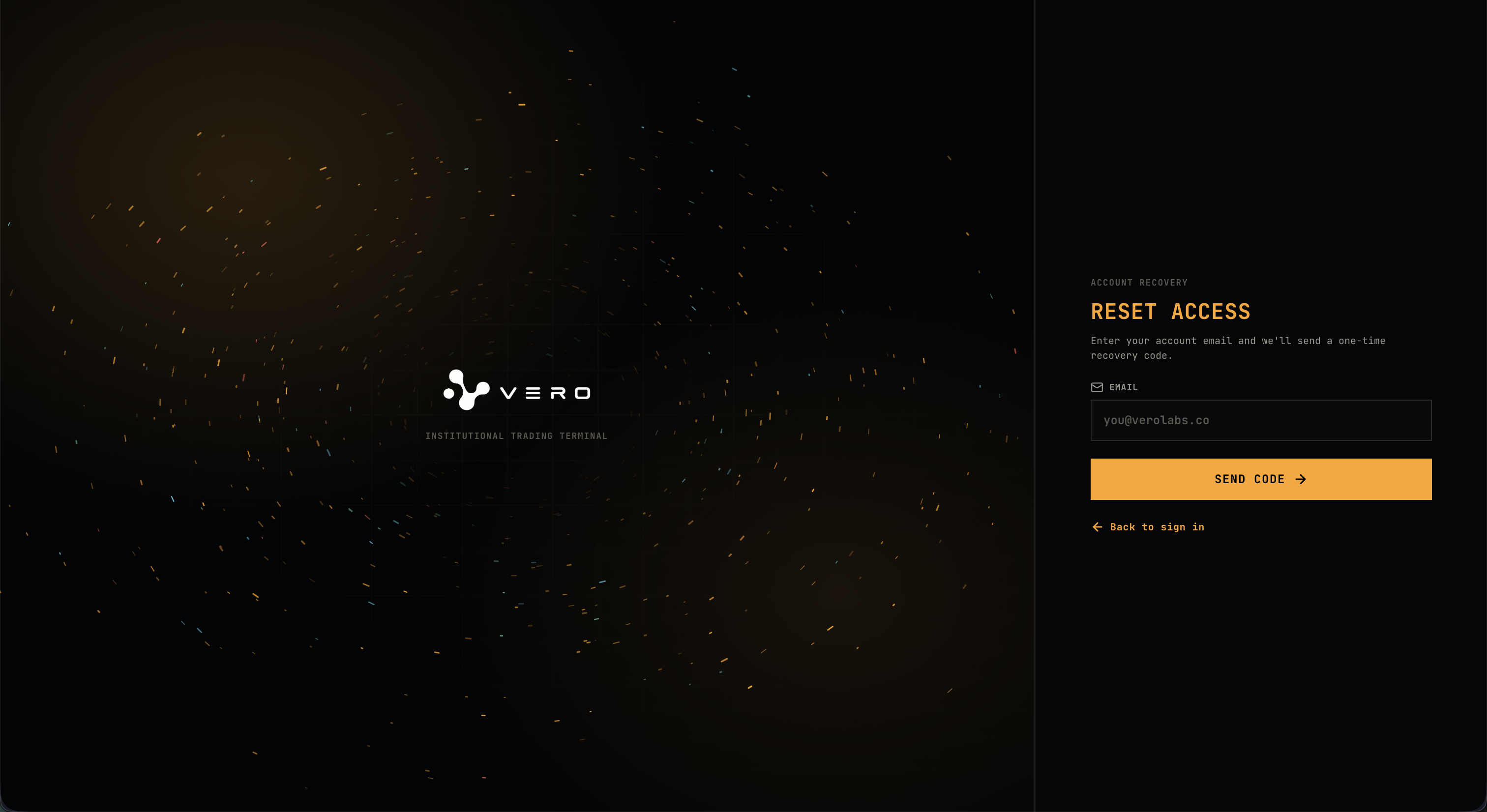 Vero OMS account recovery page