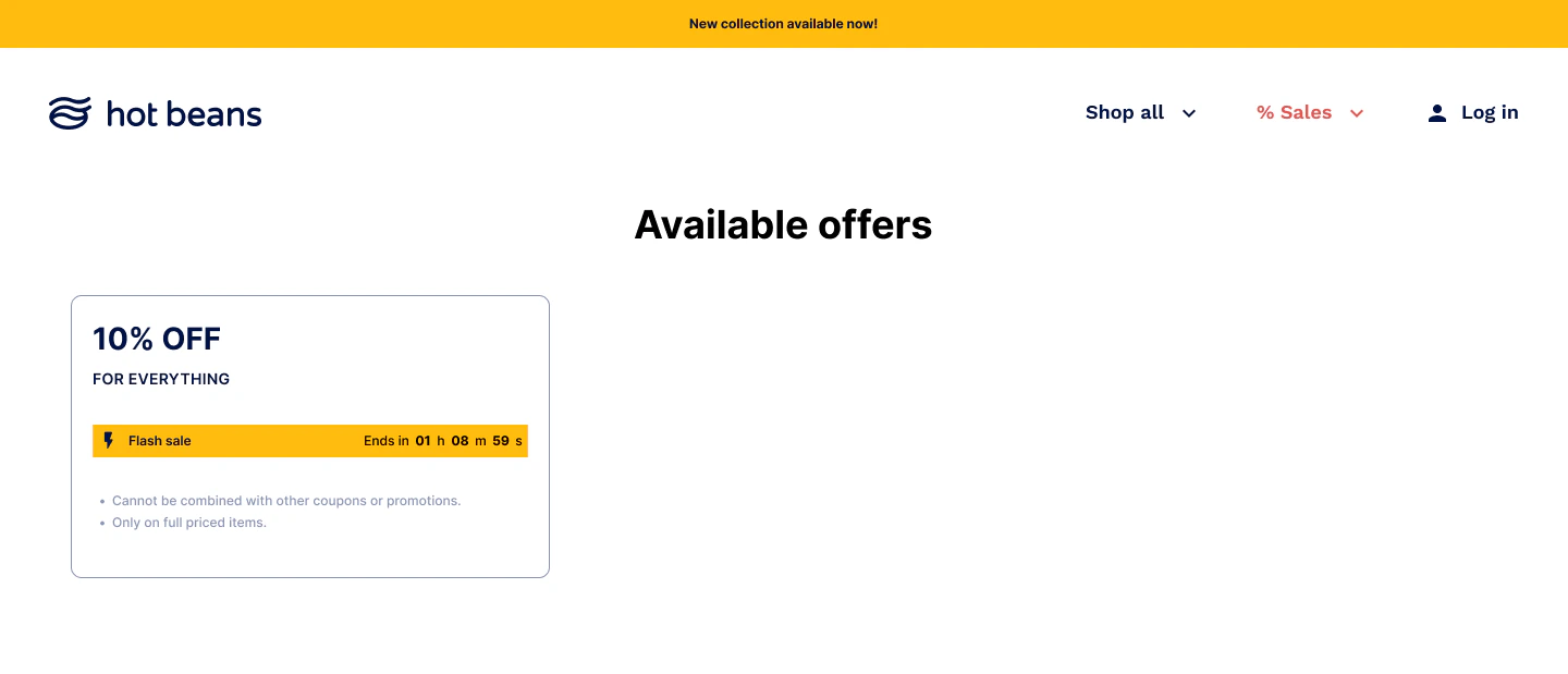 Promotions Available for non-logged in customers