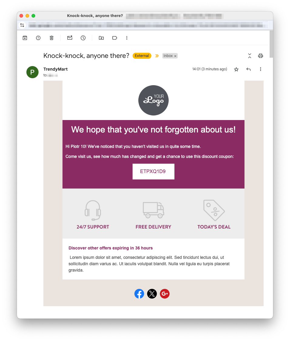 Message code example