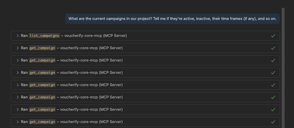 Voucherify Core MCP get campaign details example - prompt