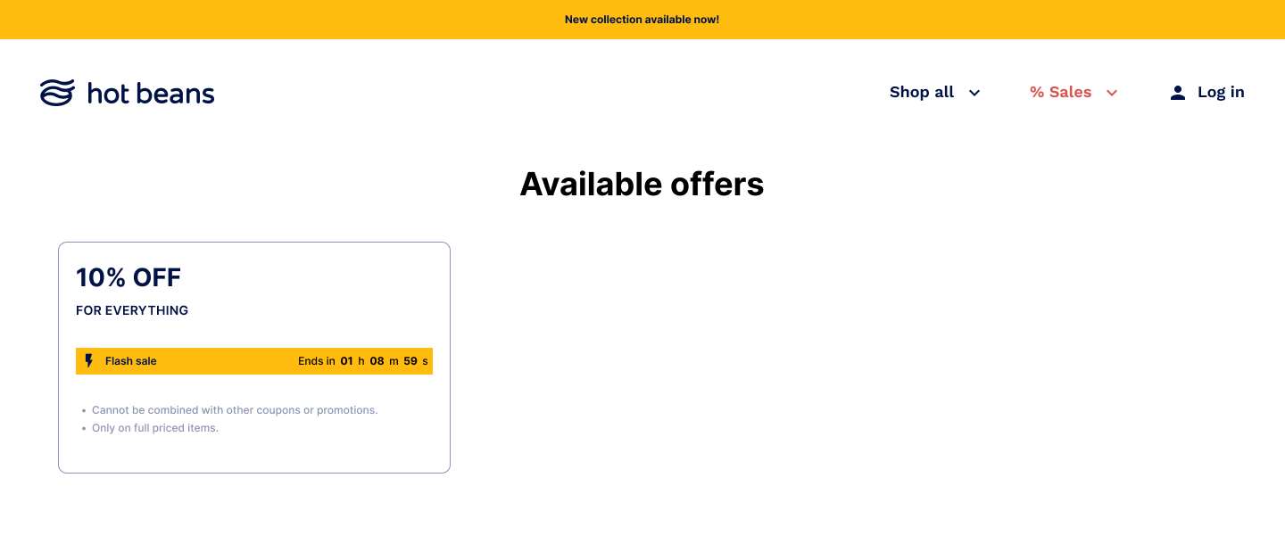 Promotions Available for non-logged in customers